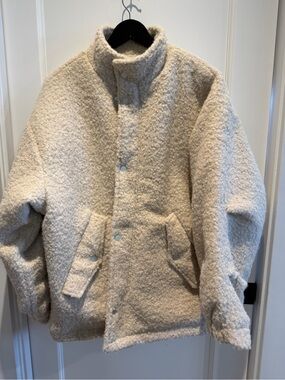 OAK + FORT Cream Bouclé Teddy Jacket
